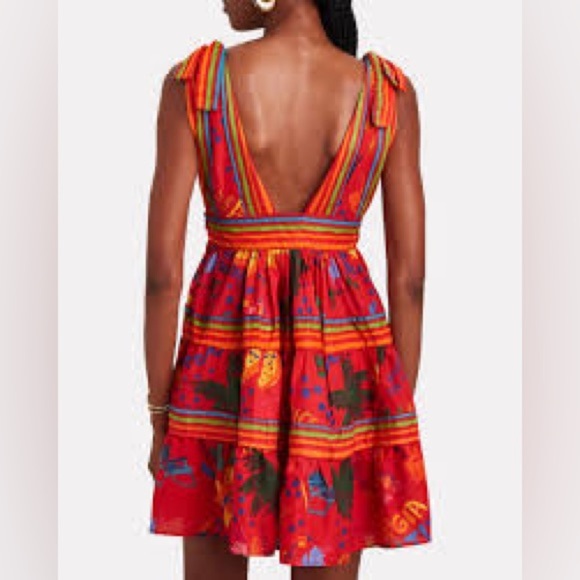 FARM RIO good vibes mini dress red 100% cotton size L - Picture 4 of 14